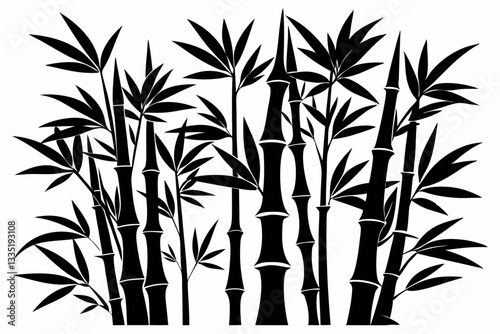  bambus line art silhouette vector illustration
