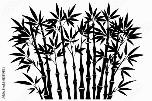  bambus line art silhouette vector illustration