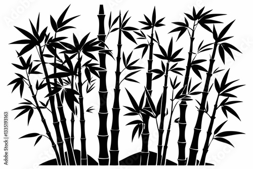  bambus line art silhouette vector illustration