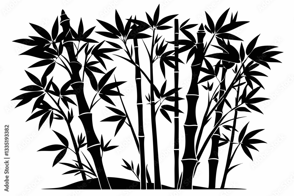 Obraz premium bambus line art silhouette vector illustration