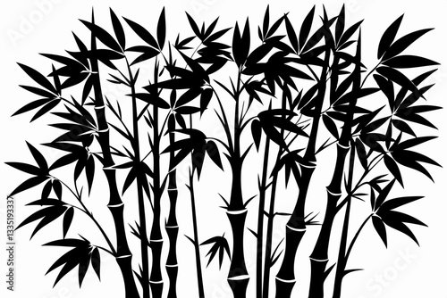  bambus line art silhouette vector illustration