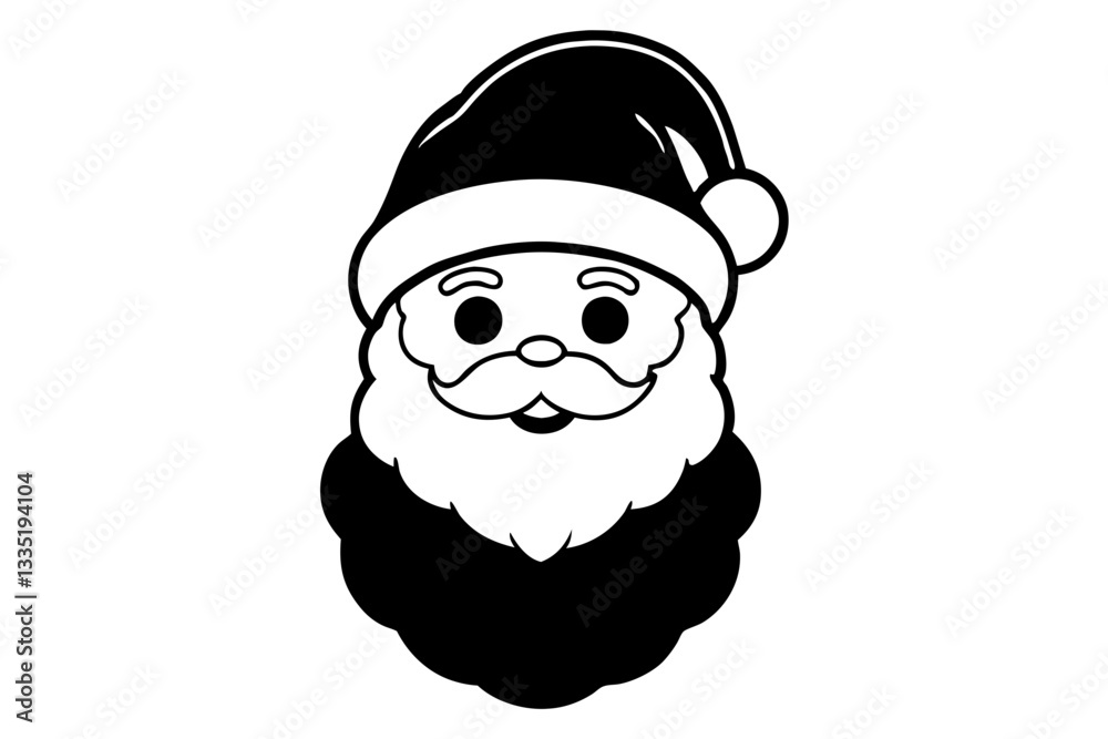 christmas santa head line art silhouette vector illustration christmas santa head line art silhouette vector illustration