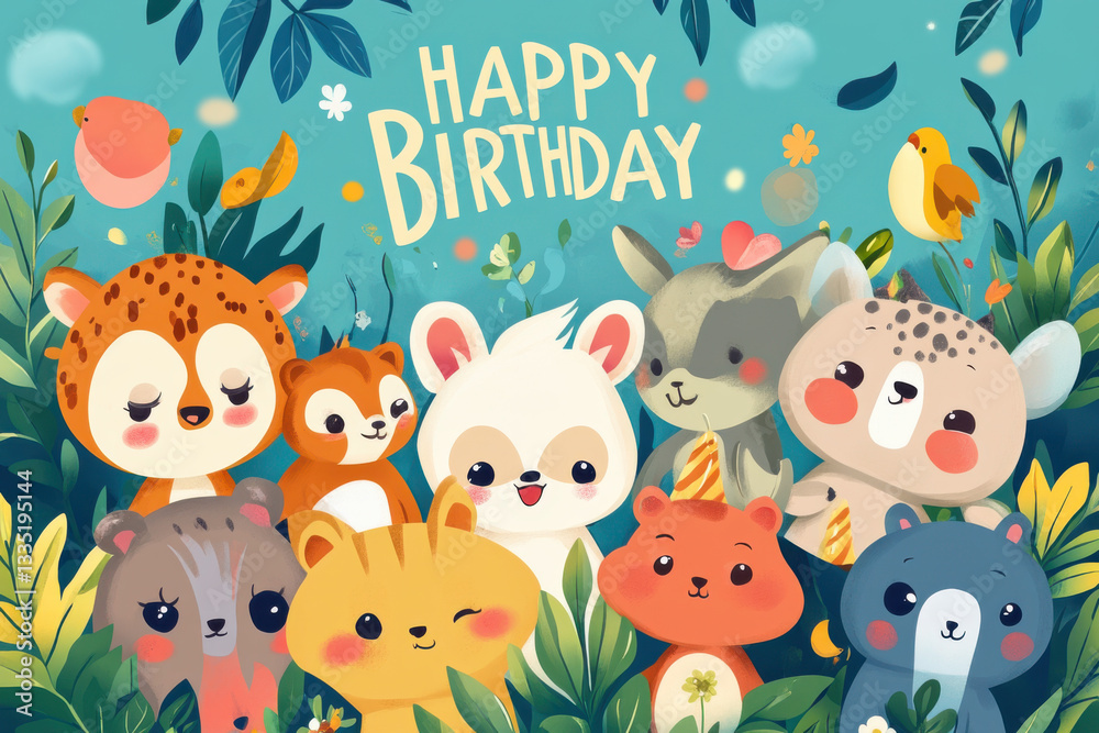 Fototapeta premium Fluffy, Furry, and Fantastic Birthday Wishes!