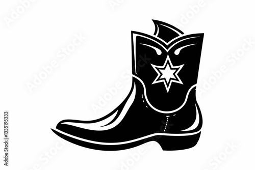 cowboy boot line art silhouette vector illustration