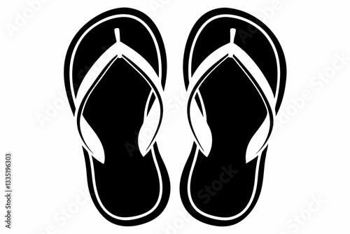 flip flops line art silhouette vector illustration