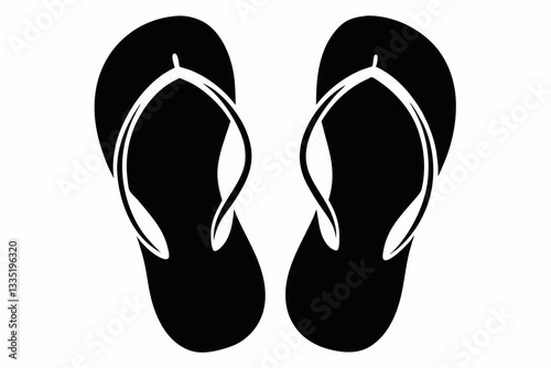 flip flops line art silhouette vector illustration
