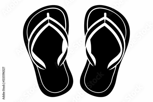 flip flops line art silhouette vector illustration