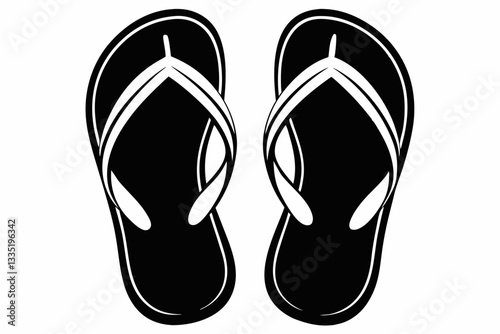 flip flops line art silhouette vector illustration
