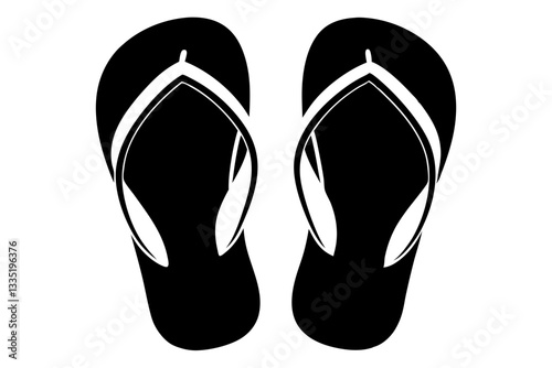 flip flops line art silhouette vector illustration