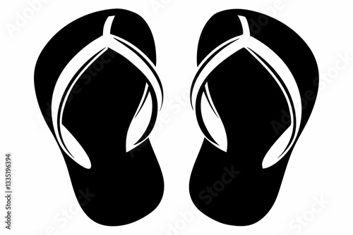 flip flops line art silhouette vector illustration