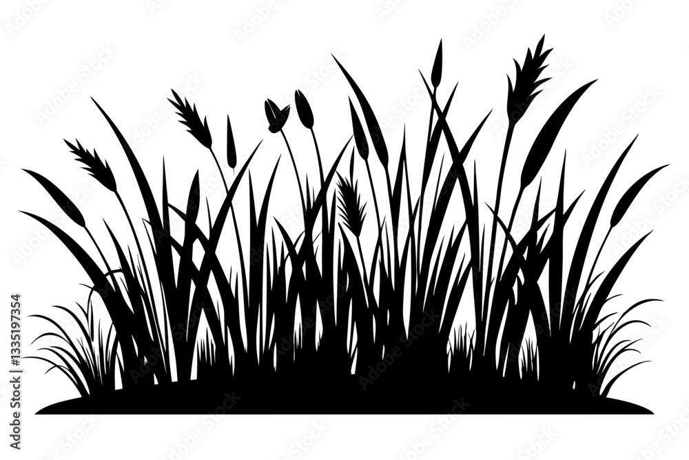 grass line art silhouette vector illustration