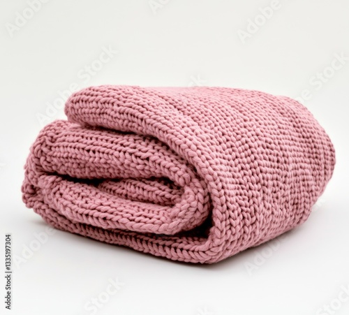 Rolled Pink Knitted Throw Blanket