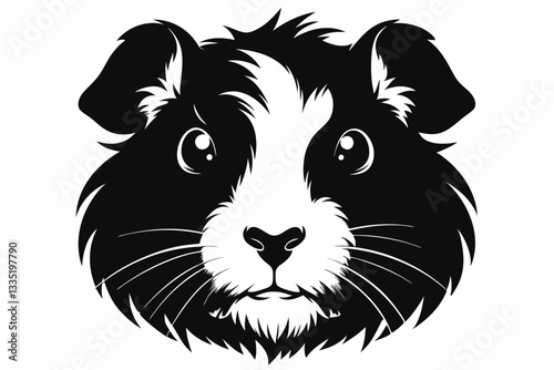 guinea pig head line art silhouette vector illustration
