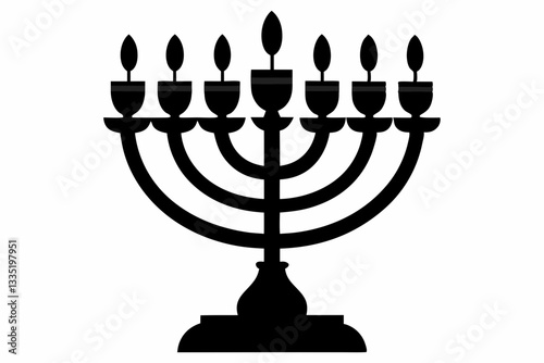 hanukkah menorah line art silhouette vector illustration