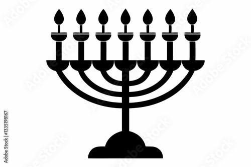 hanukkah menorah line art silhouette vector illustration