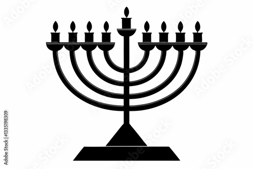 hanukkah menorah line art silhouette vector illustration