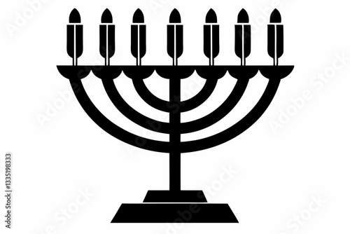 hanukkah menorah line art silhouette vector illustration