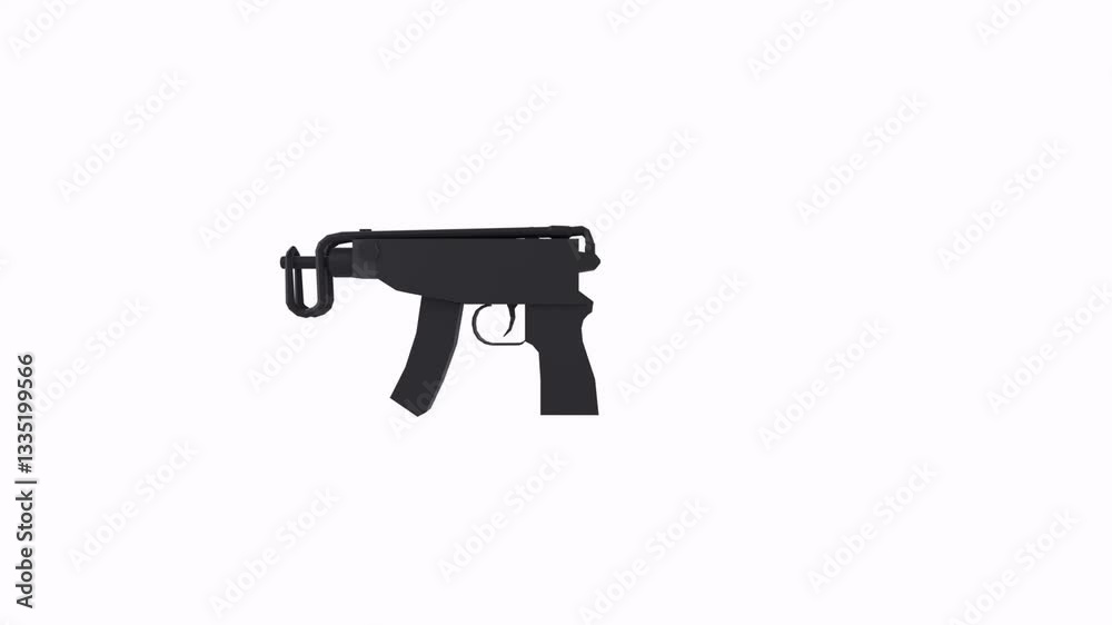 Compact submachine gun isolated on white background Compact submachine gun isolated on white background