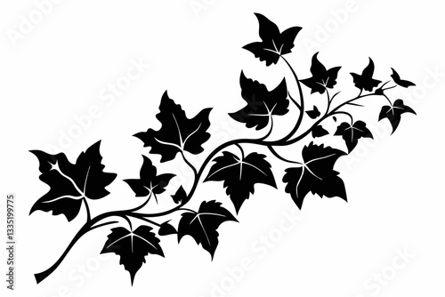 ivy clean line art silhouette vector illustration