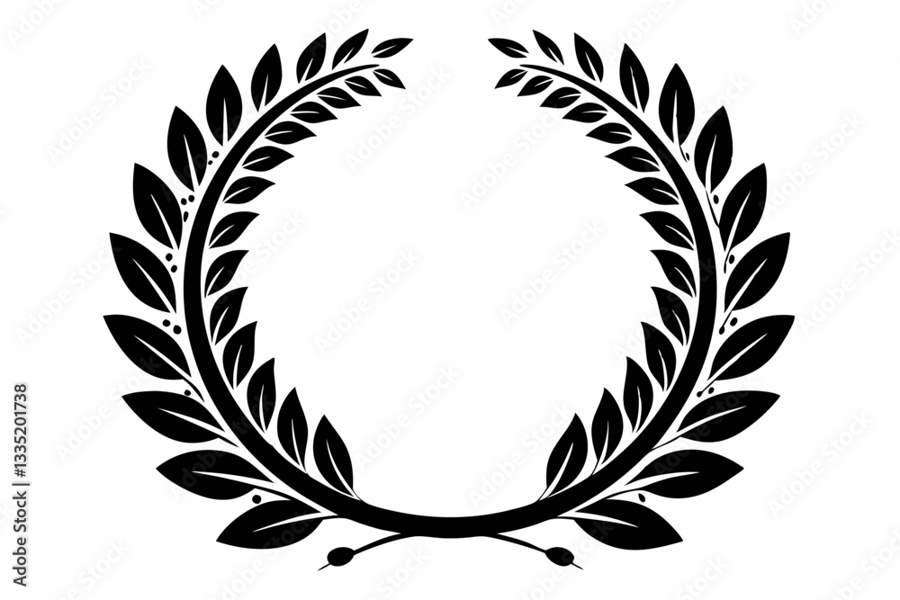 laurel wreath circle frame branch line art silhouette vector illustration laurel wreath circle frame branch line art silhouette vector illustration