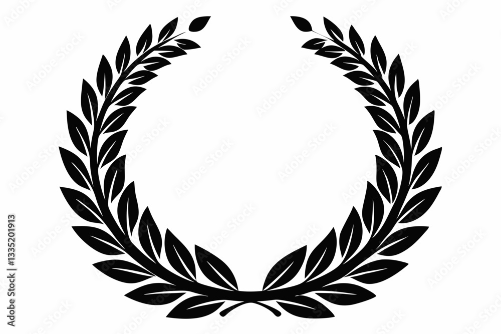 laurel wreath circle frame branch line art silhouette vector illustration laurel wreath circle frame branch line art silhouette vector illustration