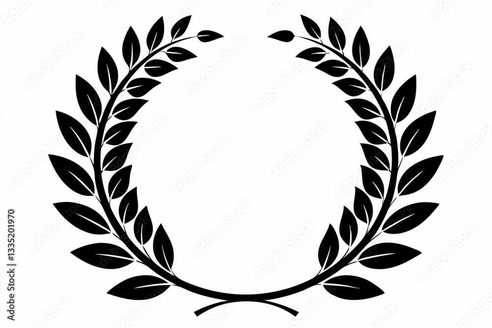 laurel wreath circle frame branch line art silhouette vector illustration laurel wreath circle frame branch line art silhouette vector illustration