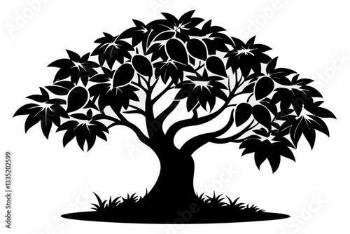 Wallpaper Mural mango tree line art silhouette vector illustration Torontodigital.ca