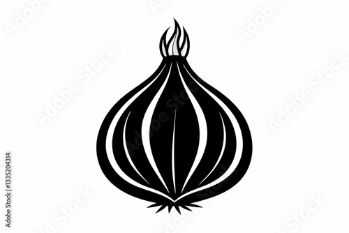 onion line art silhouette vector illustration