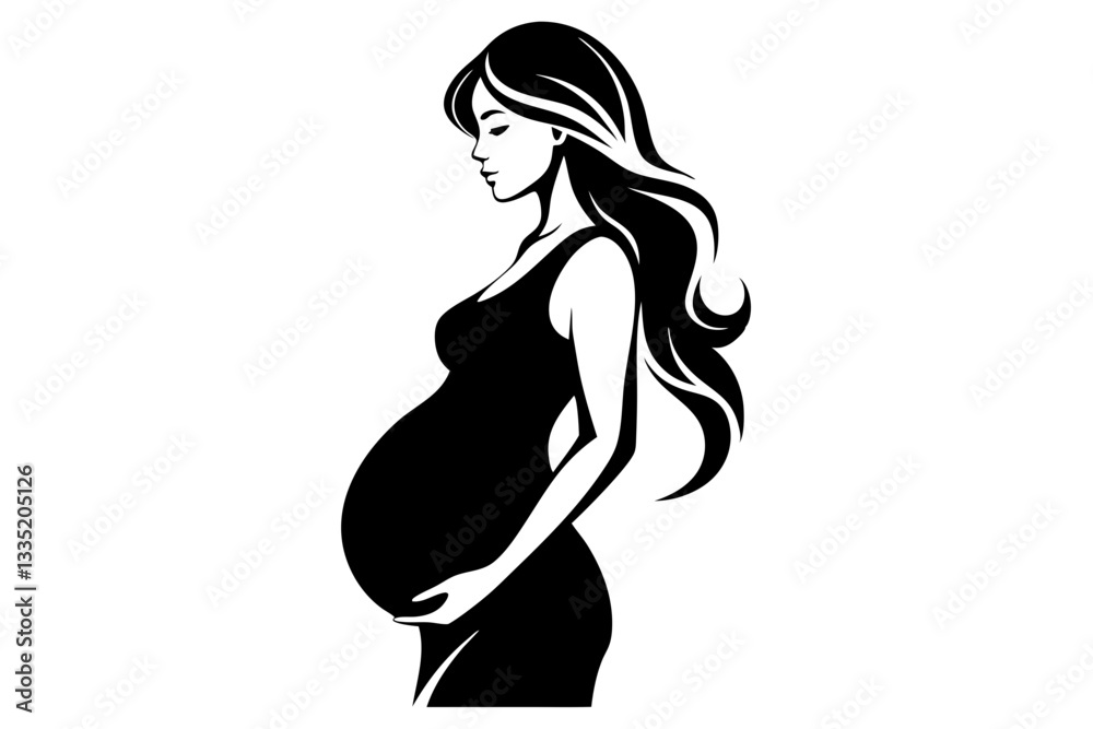 pregnant woman line art silhouette vector illustration pregnant woman line art silhouette vector illustration