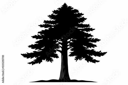 redwood tree line art silhouette vector illustration