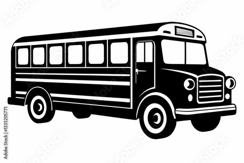 school bus icon line art silhouette vector illustration