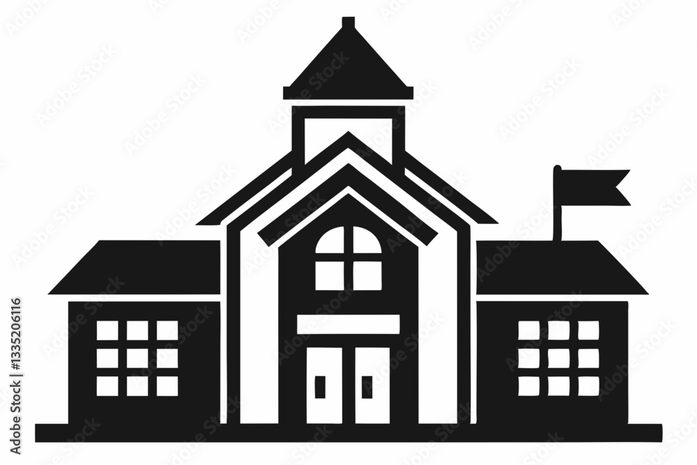 school simple icon line art silhouette vector illustration school simple icon line art silhouette vector illustration