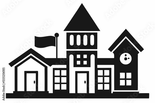 school simple icon line art silhouette vector illustration