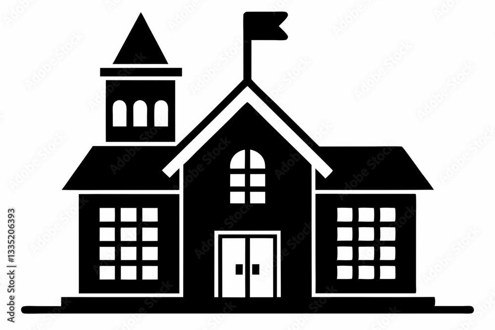 school simple icon line art silhouette vector illustration school simple icon line art silhouette vector illustration