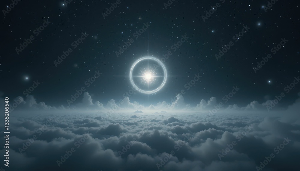 Obraz premium Celestial Scene with Stars and Clouds Under a Mystical Glow