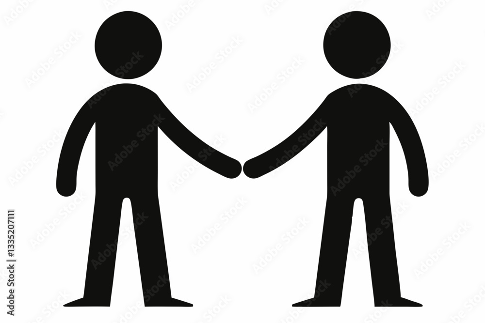 two stick man shaking hands line art silhouette vector illustration two stick man shaking hands line art silhouette vector illustration