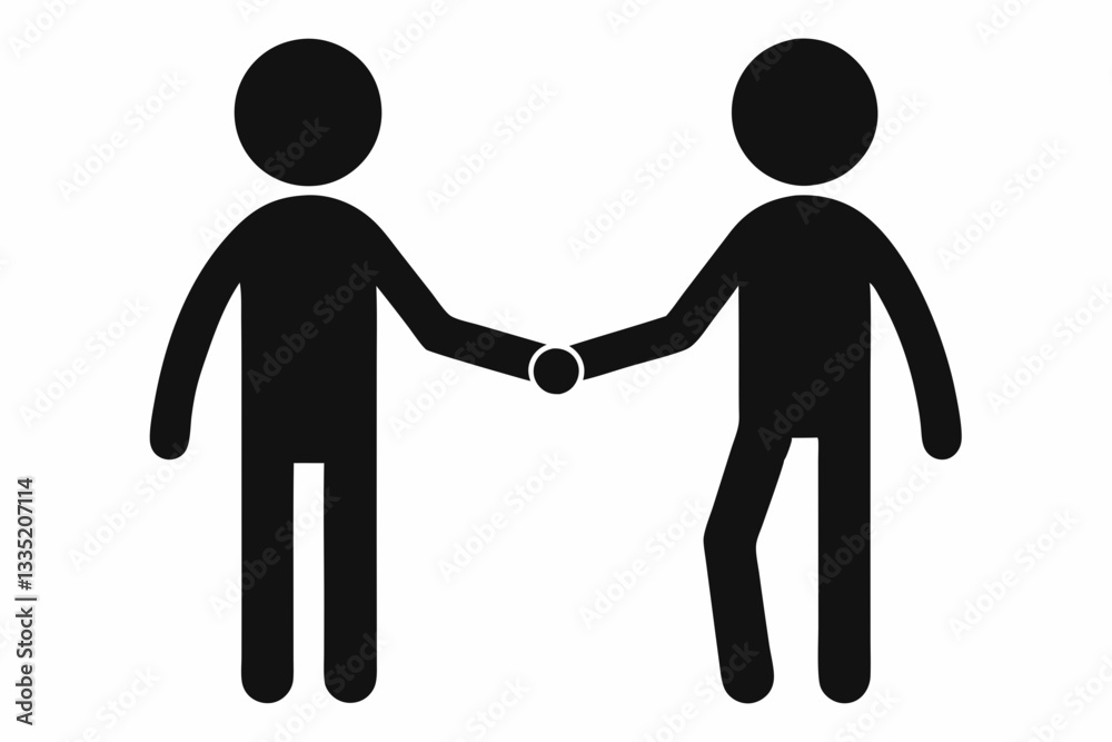 two stick man shaking hands line art silhouette vector illustration two stick man shaking hands line art silhouette vector illustration