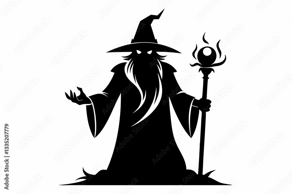 Fototapeta premium wizard line art silhouette vector illustration