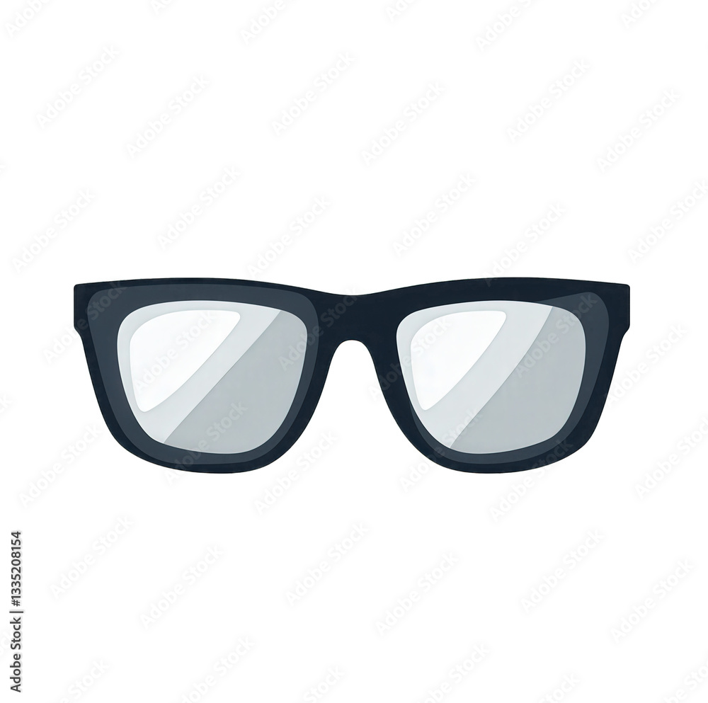 Fototapeta premium Black square glasses, isolated background isolated on white or transparent png