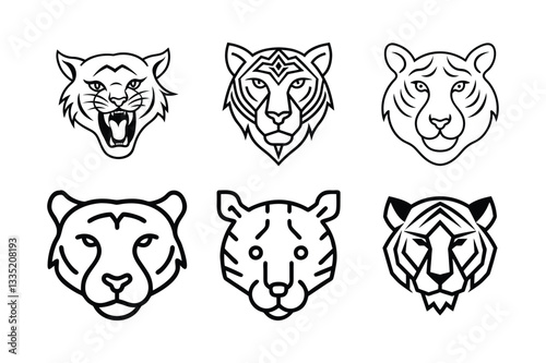 Best Unique Tiger head Vector Image Outline Concepts