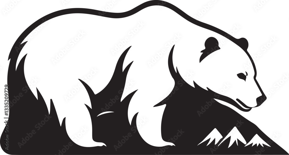Obraz premium black and white polar bear logo type silhouette designs