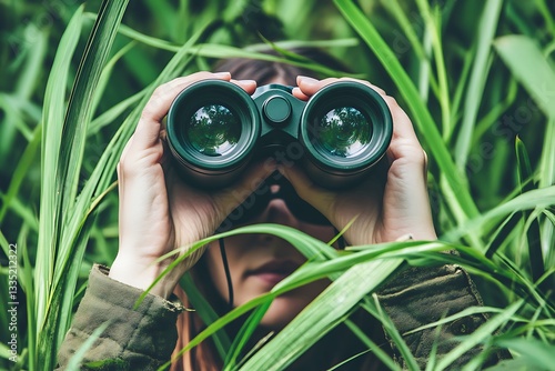 Hidden Observer in Lush Green Forest