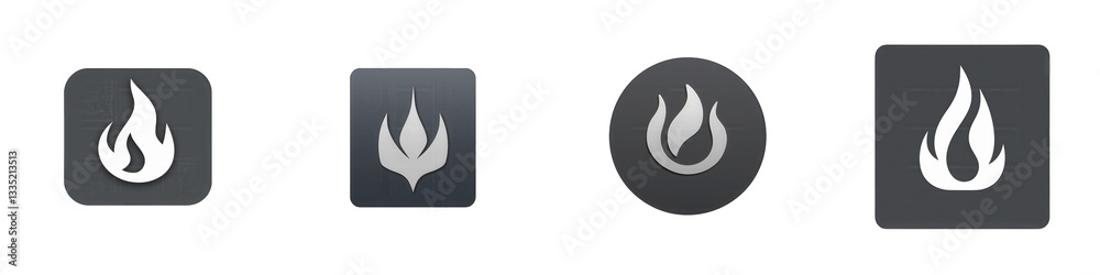 Four abstract flame icons isolated on white or transparent png Four abstract flame icons isolated on white or transparent png