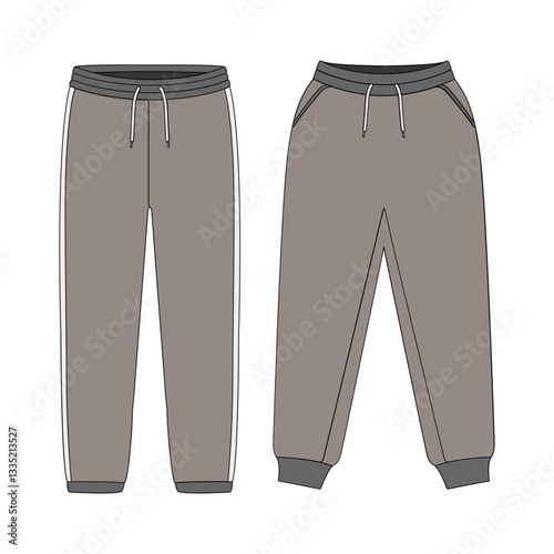 Vector Illustration of Gray Drawstring Joggers