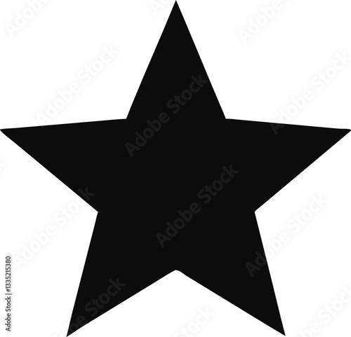 black five-pointed star silhouette, simple geometric vector symbol for graphic design, decoration, and icon usage on white background

