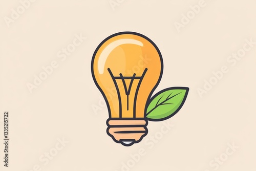 EcoFriendly Innovation Light Bulb with Leaf Symbolizing Sustainable Energy and Creativity