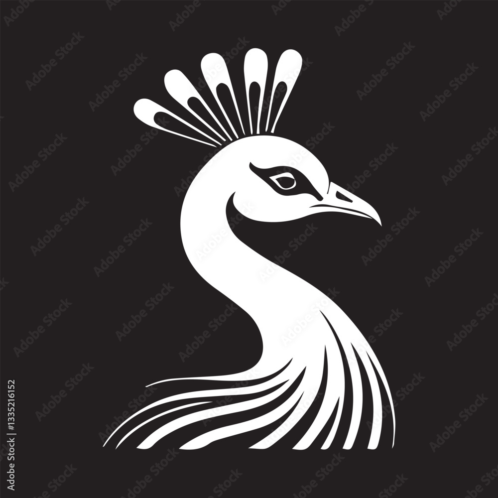Fototapeta premium black and white peacock logo type silhouette designs