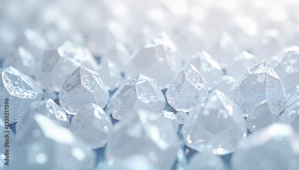 Crystalline digital pattern with sharp edges in frosted white and silver, macro close-up Crystalline digital pattern with sharp edges in frosted white and silver, macro close-up