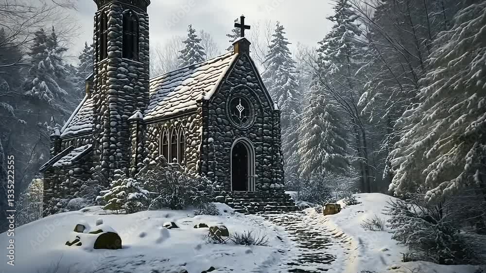 church in the snow