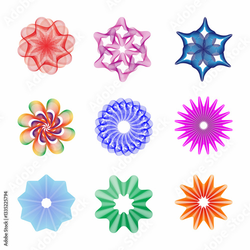 Guilloche pattern vector illustration collection